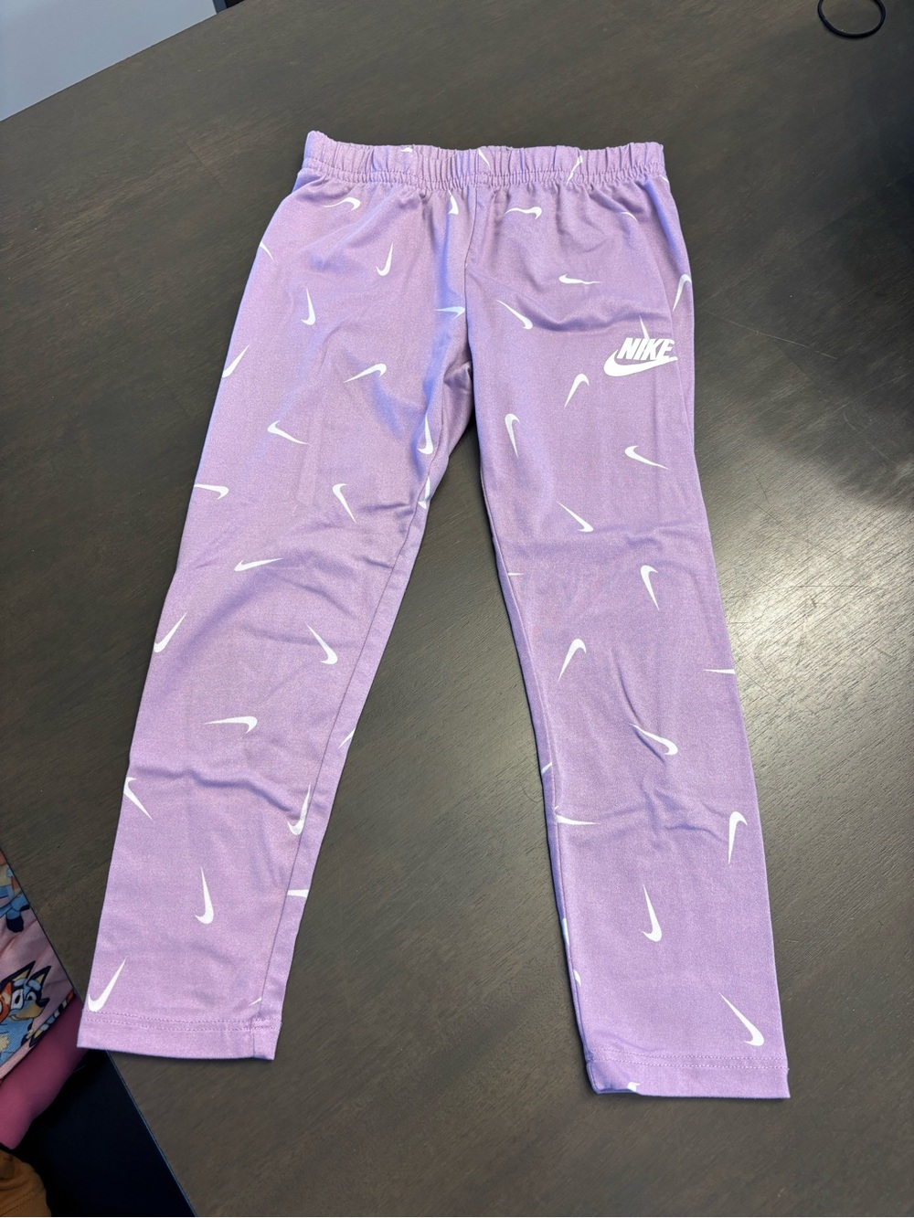 Nike Girls' Lavender Leggings with White Swoosh Print